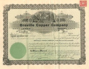 Oroville Copper Co. - Stock Certificate
